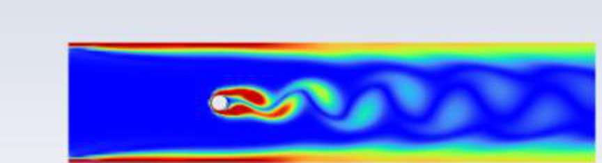 Kármán vortex street behind a circular cylinder at Re = 1000